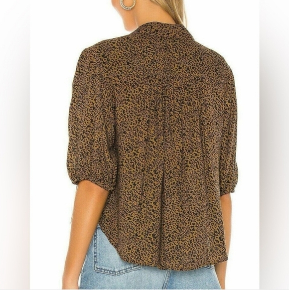 Free People Celia Animal Print Tie Front Top - Picture 3 of 8